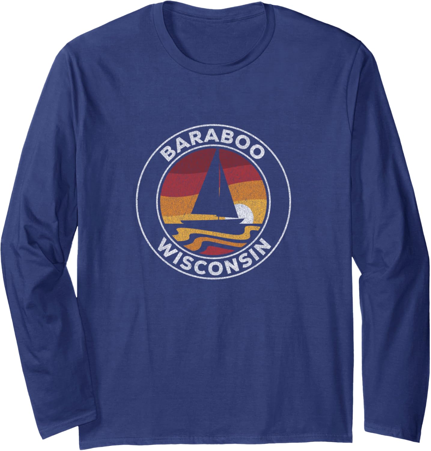 Baraboo Wisconsin Vintage Sailboat 70S Retro Sunset Long