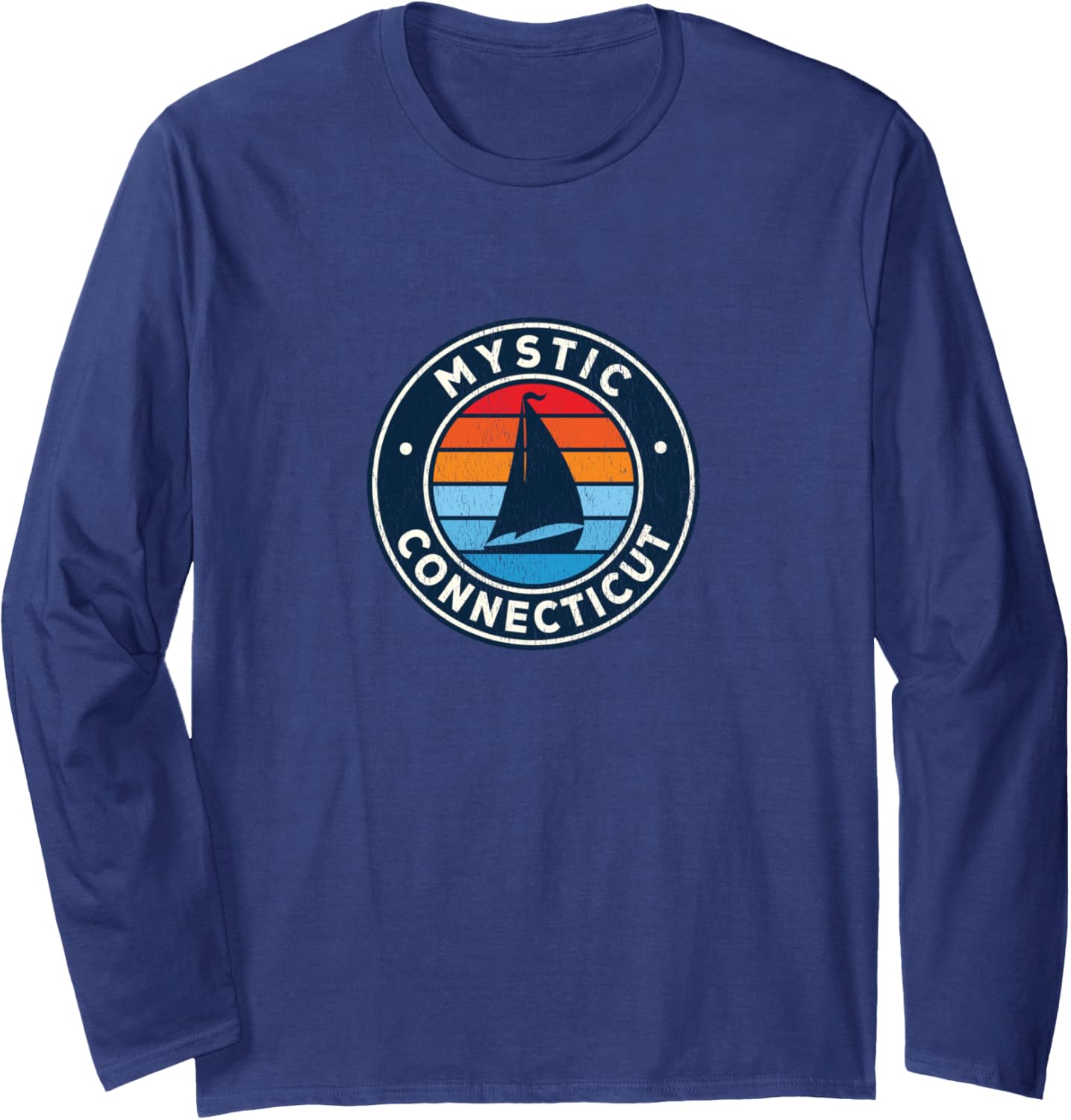 Mystic Connecticut Ct Vintage Sailboat Retro 70S Long