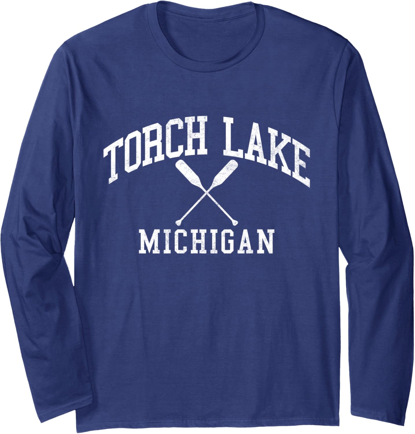 Torch Lake Michigan Distressed Boat Oar Long Sleeve