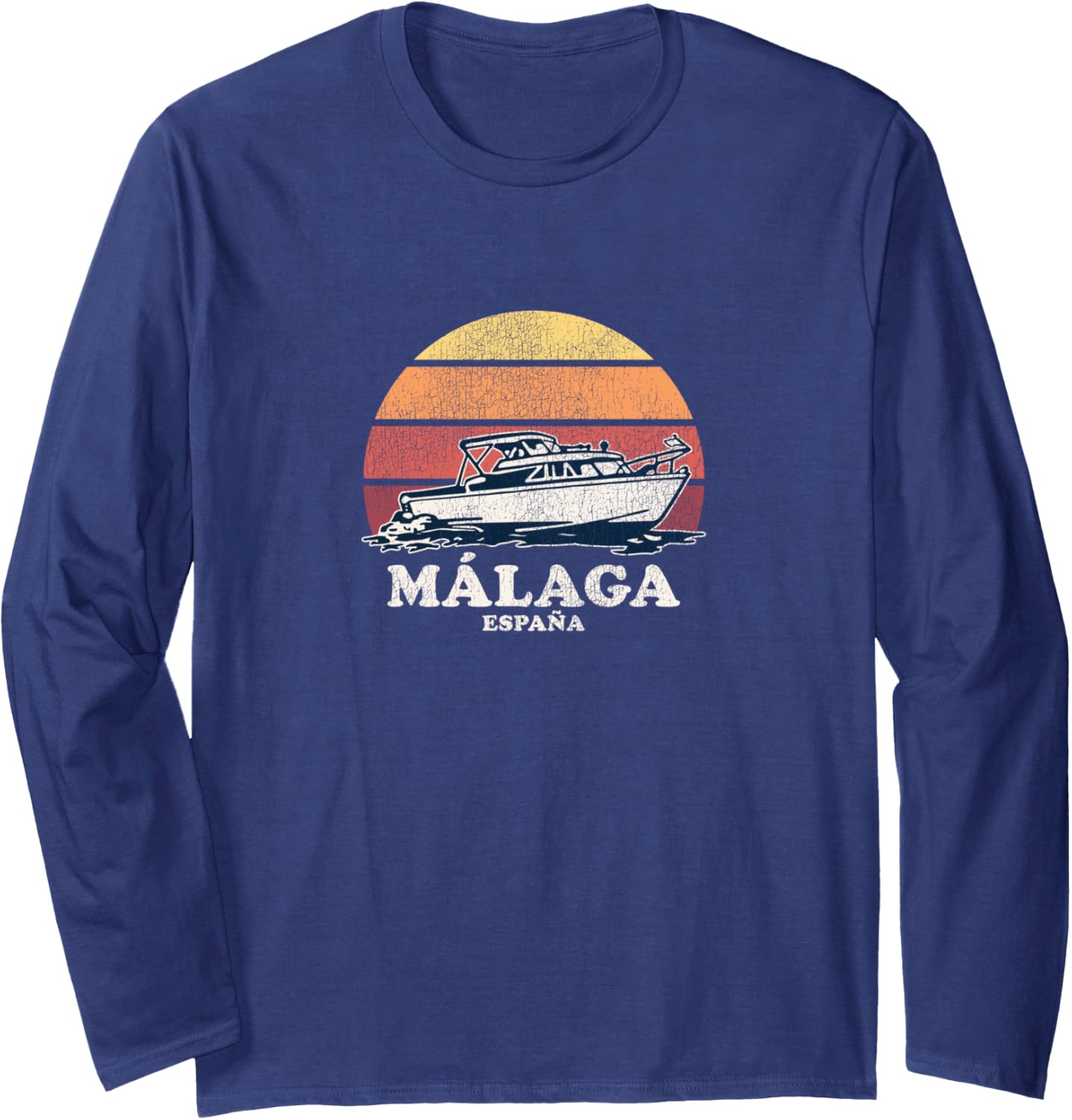 Malaga Espana Vintage Boating 70S Retro Boat Design