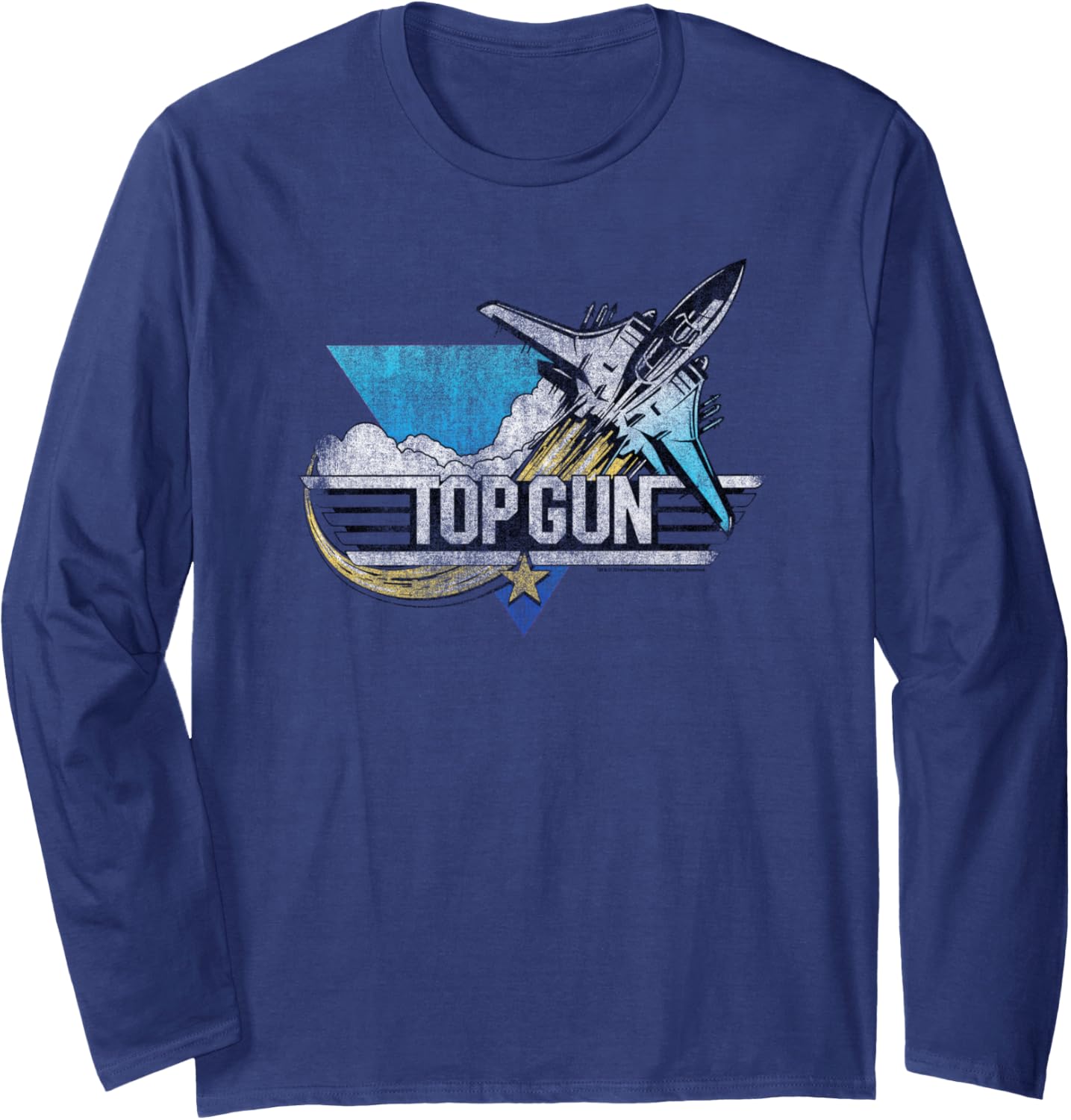 Top Gun Illustrated Flying F 14 Triangle Art Action Movie Long Sleeve