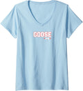 Womens Top Gun Goose Athletic Lettering Logo Action Movie V Neck