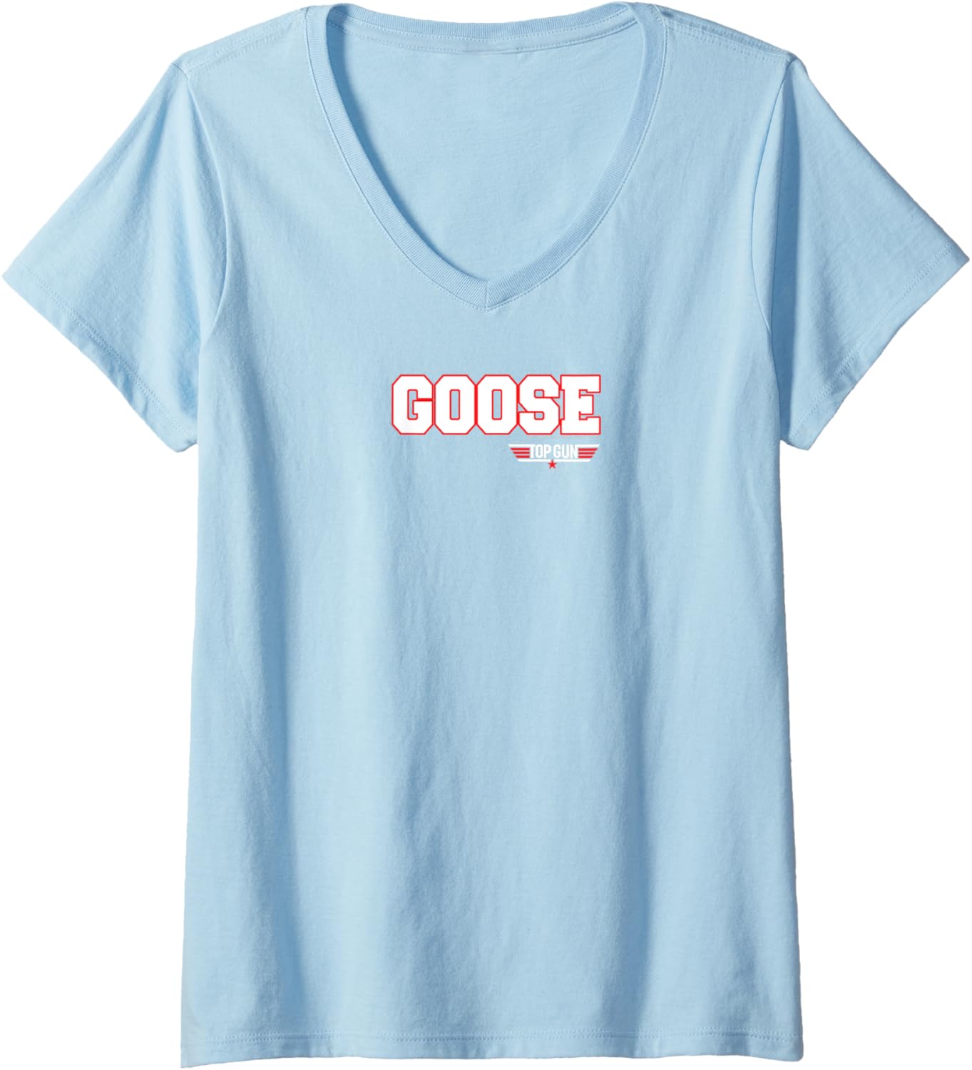 Womens Top Gun Goose Athletic Lettering Logo Action Movie V Neck