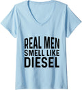 Womens Real Men Smell Like Diesel V Neck
