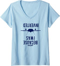 Womens Top Gun Because I Was Inverted F 14 Silhouette V Neck