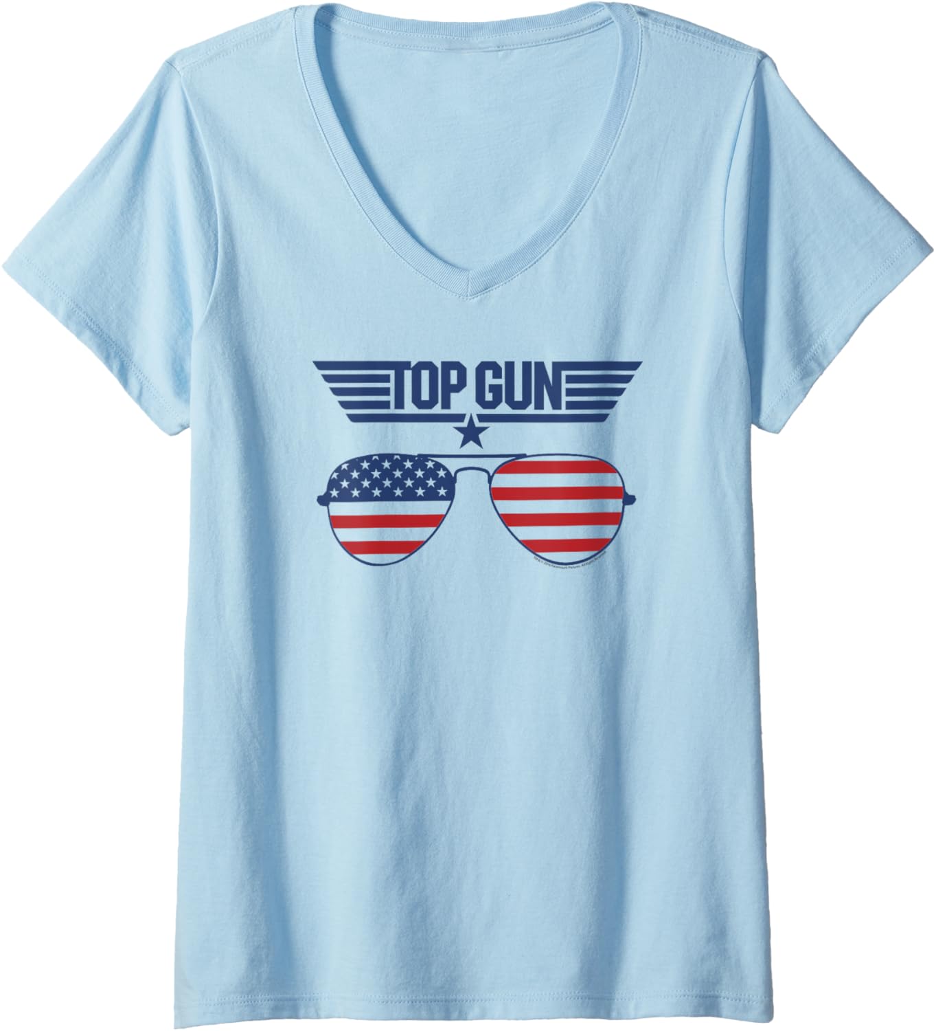 Womens Top Gun Top American Flag Aviator Sunglasses Action Movie V Neck