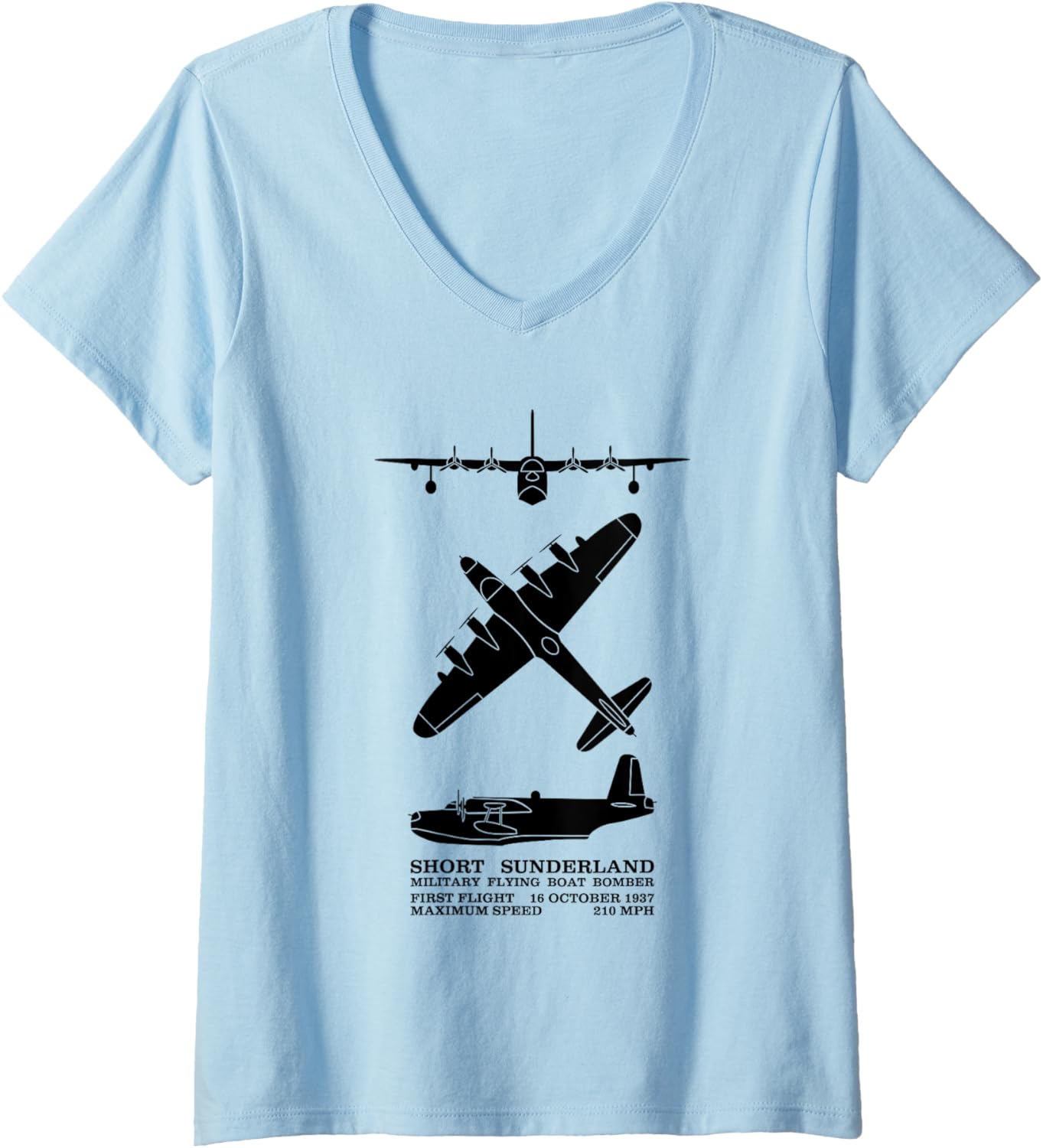 Womens Short S 25 Sunderland Flying Boat Silhouettes