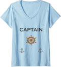 Womens Captain Nautical Boating Sailing V Neck