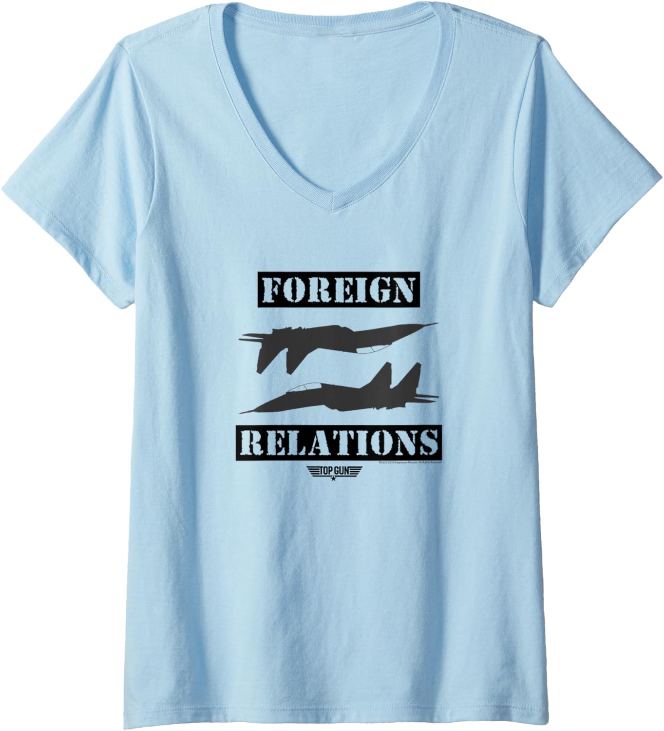 Womens Top Gun Foreign Relations Stamp V Neck
