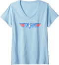 Womens Top Gun Distressed Logo Action Movie V Neck