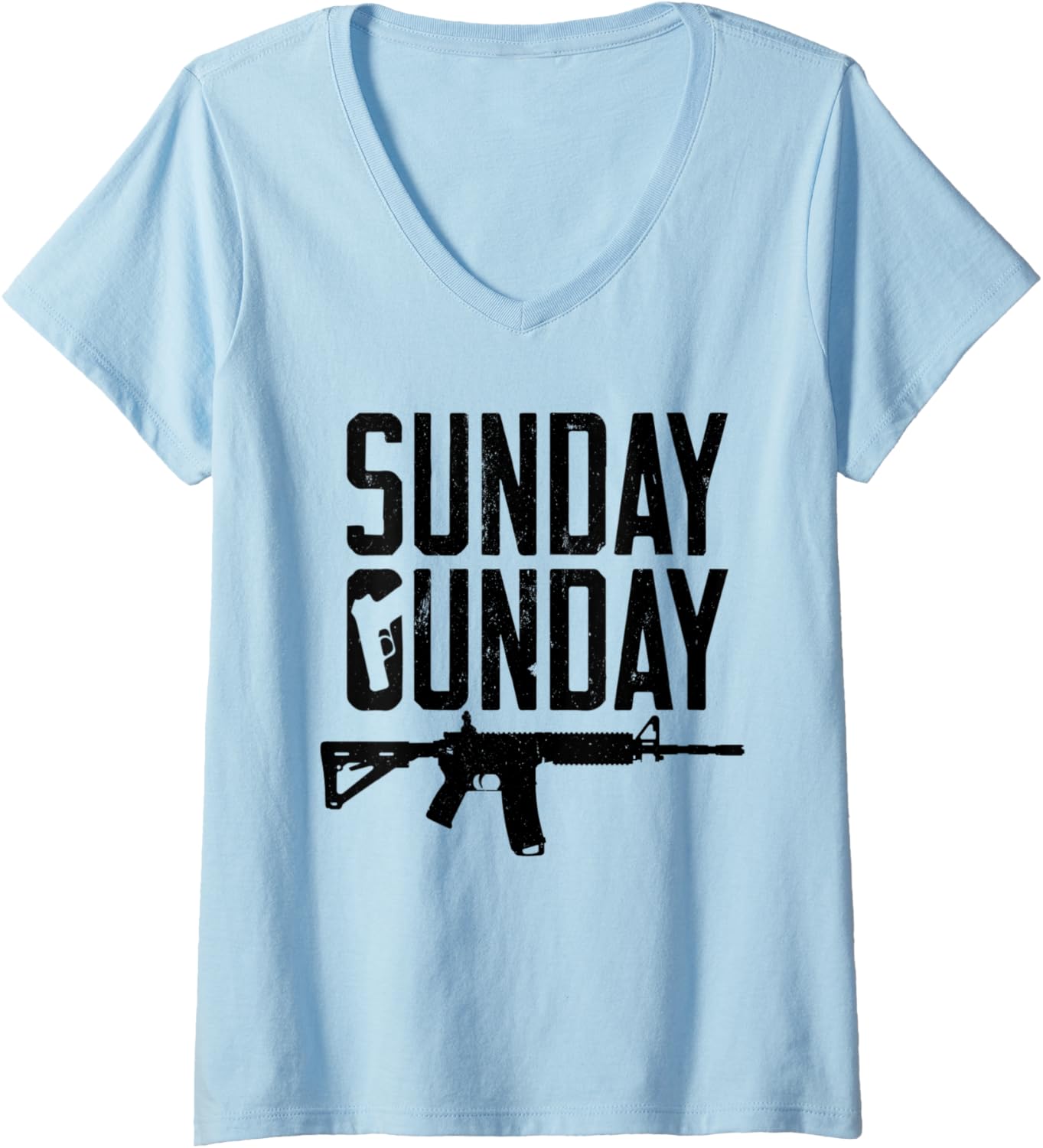 Womens Sunday Gunday Gun Shooting Pistol Firearm Ar15 Rifle V Neck