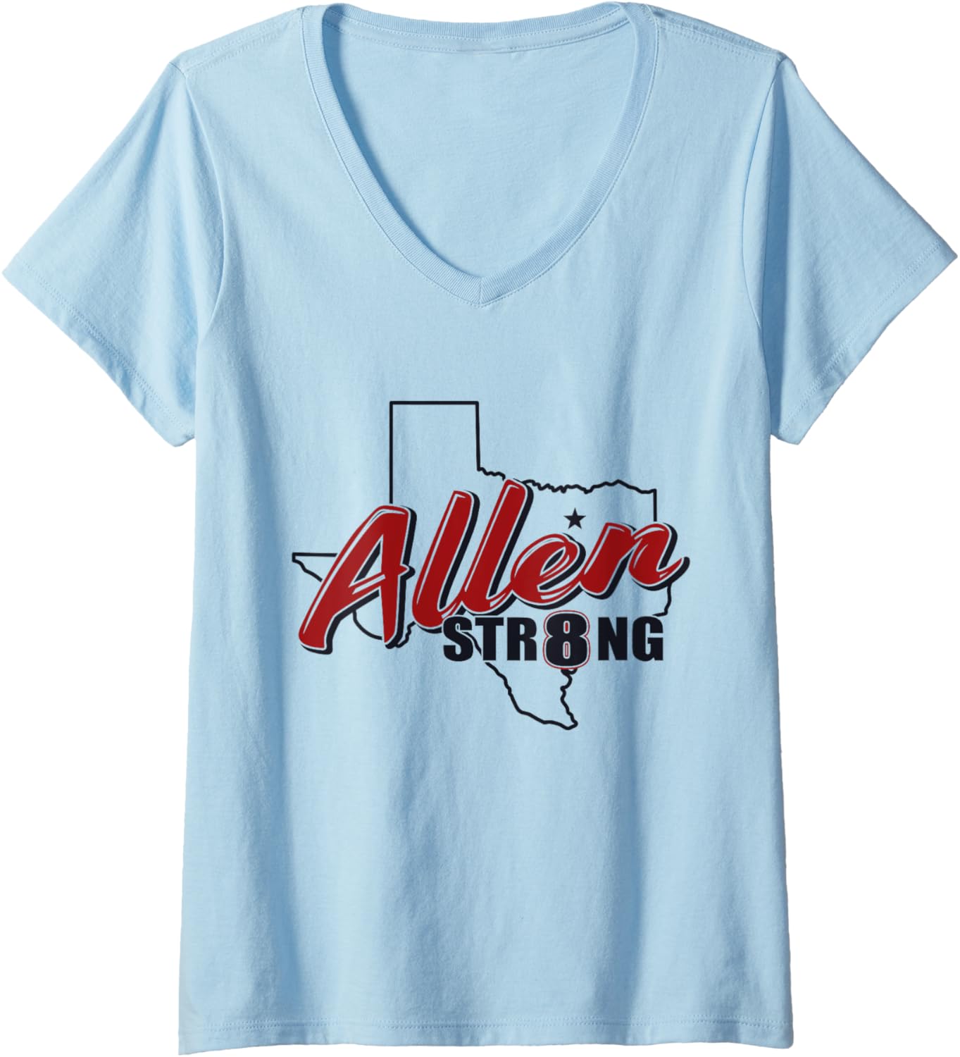 Womens Allen Strong Tx Flag Allen Str8Ng Support Gun Violence V Neck