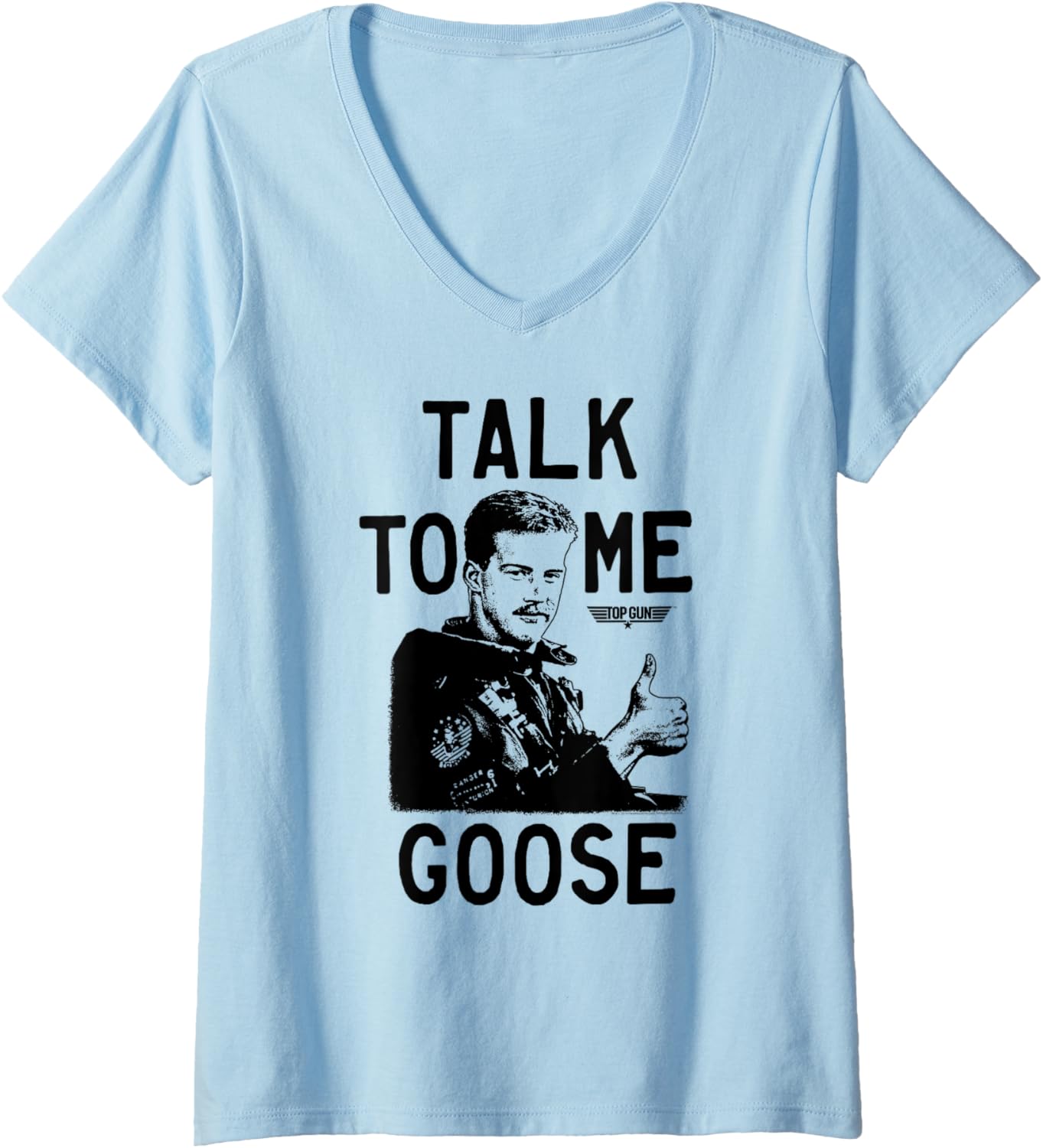Womens Top Gun Talk To Me Goose Illustration Action Movie V Neck