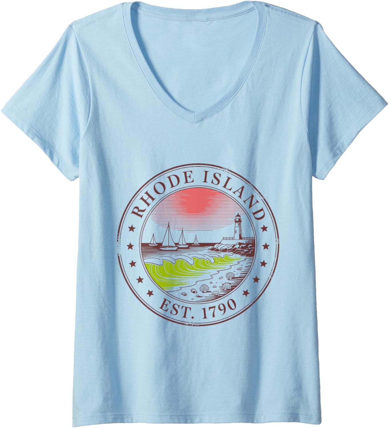 Womens Rhode Vintage Island State 1790 Sailboats Harbor