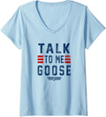 Womens Top Gun Talk To Me Goose Distressed Text V Neck