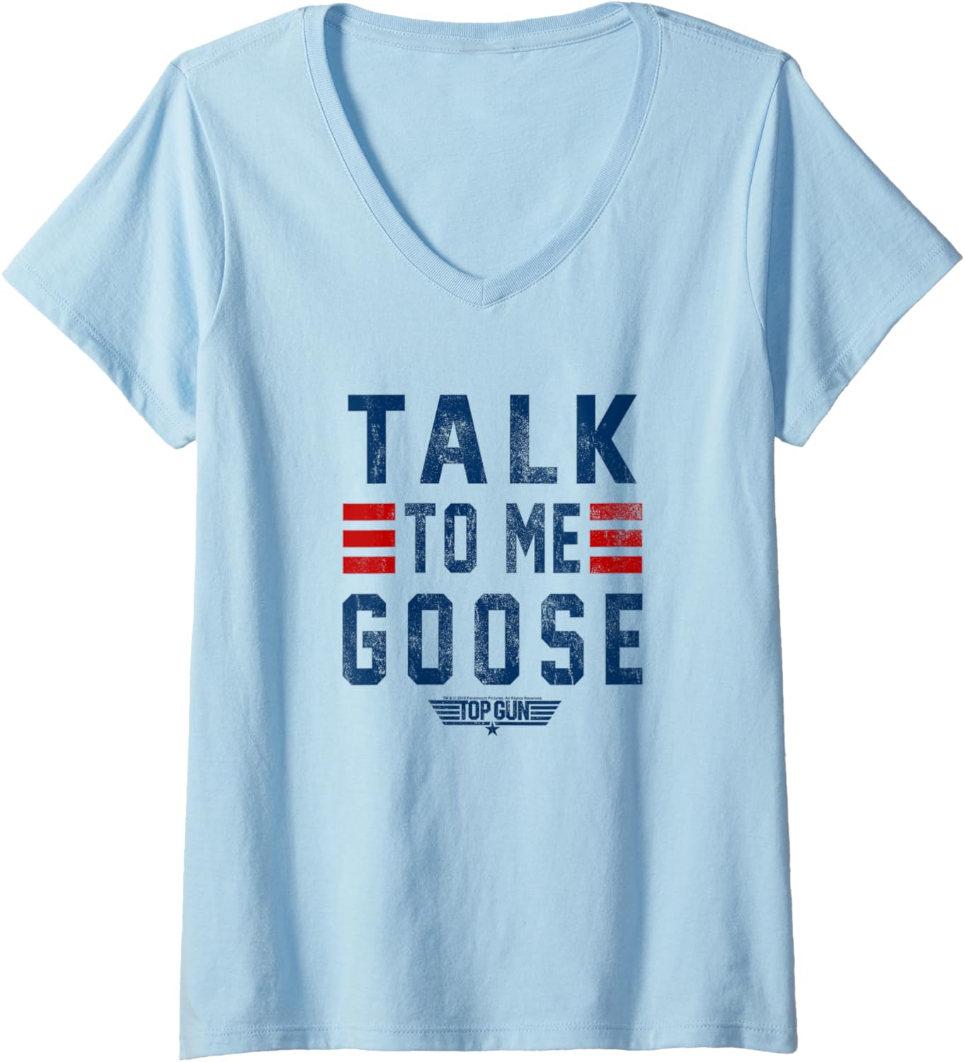 Womens Top Gun Talk To Me Goose Distressed Text V Neck