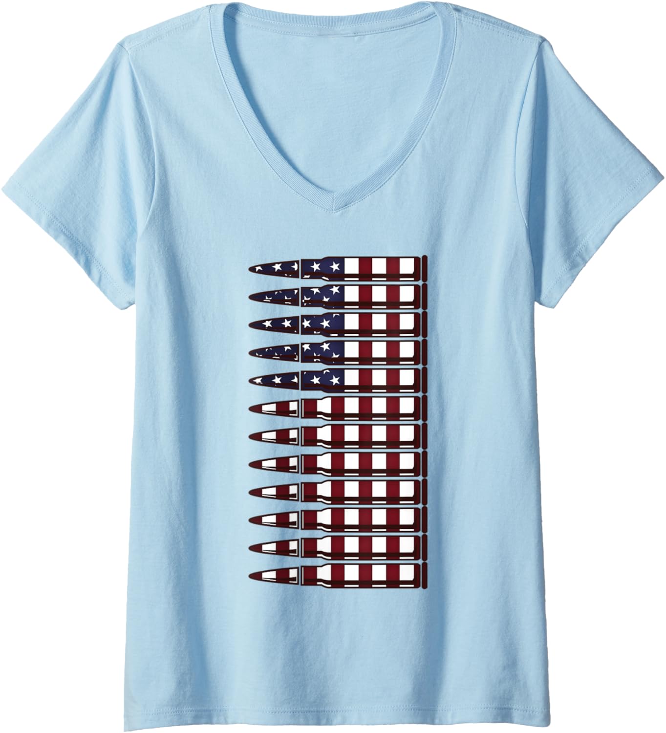 Womens Usa Bullet Flag American Flag Gun Owner Ammunition V Neck