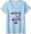 Womens Top Gun Flight School Instructor Action Movie V Neck