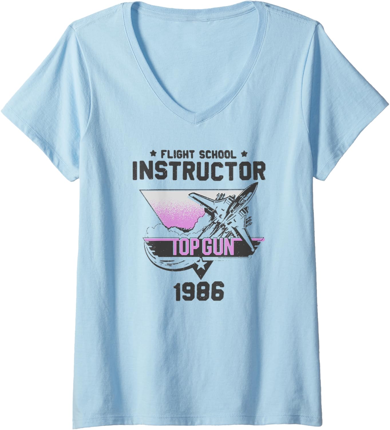 Womens Top Gun Flight School Instructor Action Movie V Neck