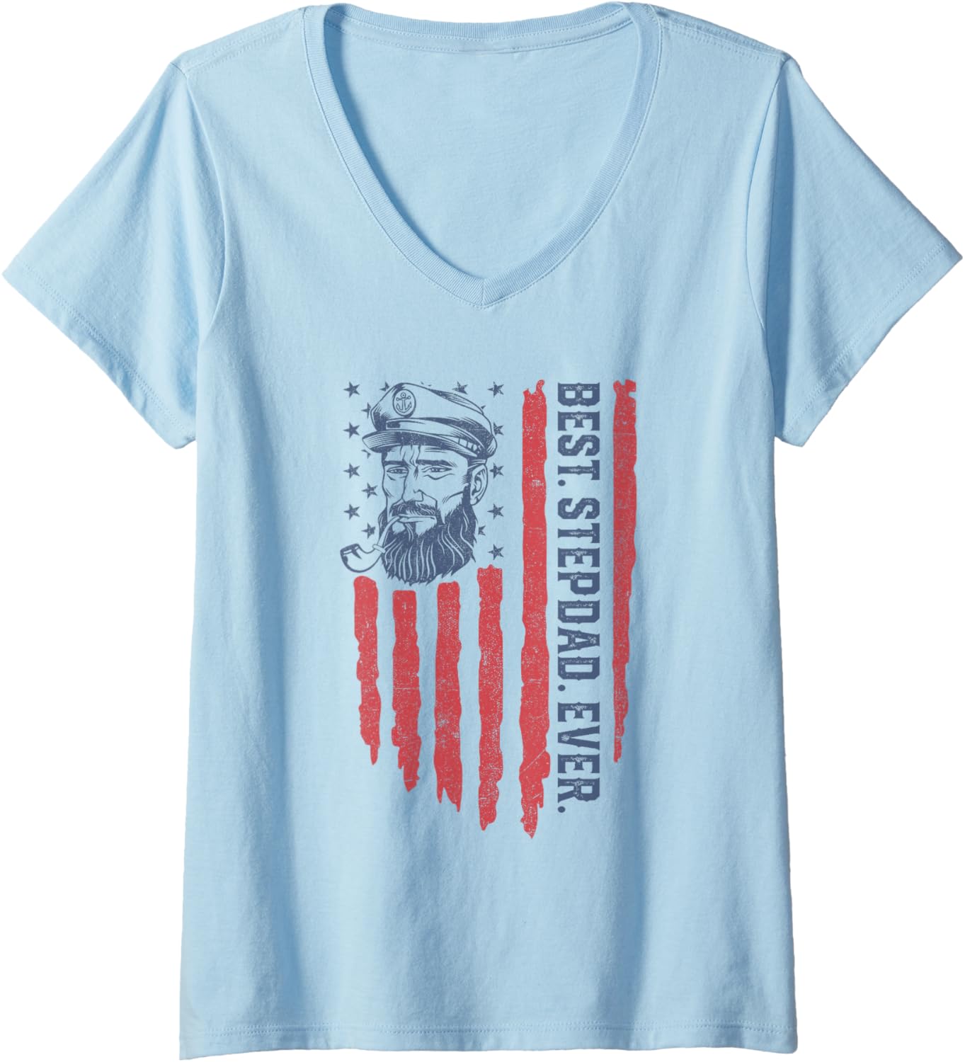 Womens Best Stepdad Ever American Flag Pontoon Boat