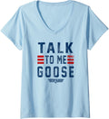 Womens Top Gun Talk To Me Goose Bold Text Stack V Neck