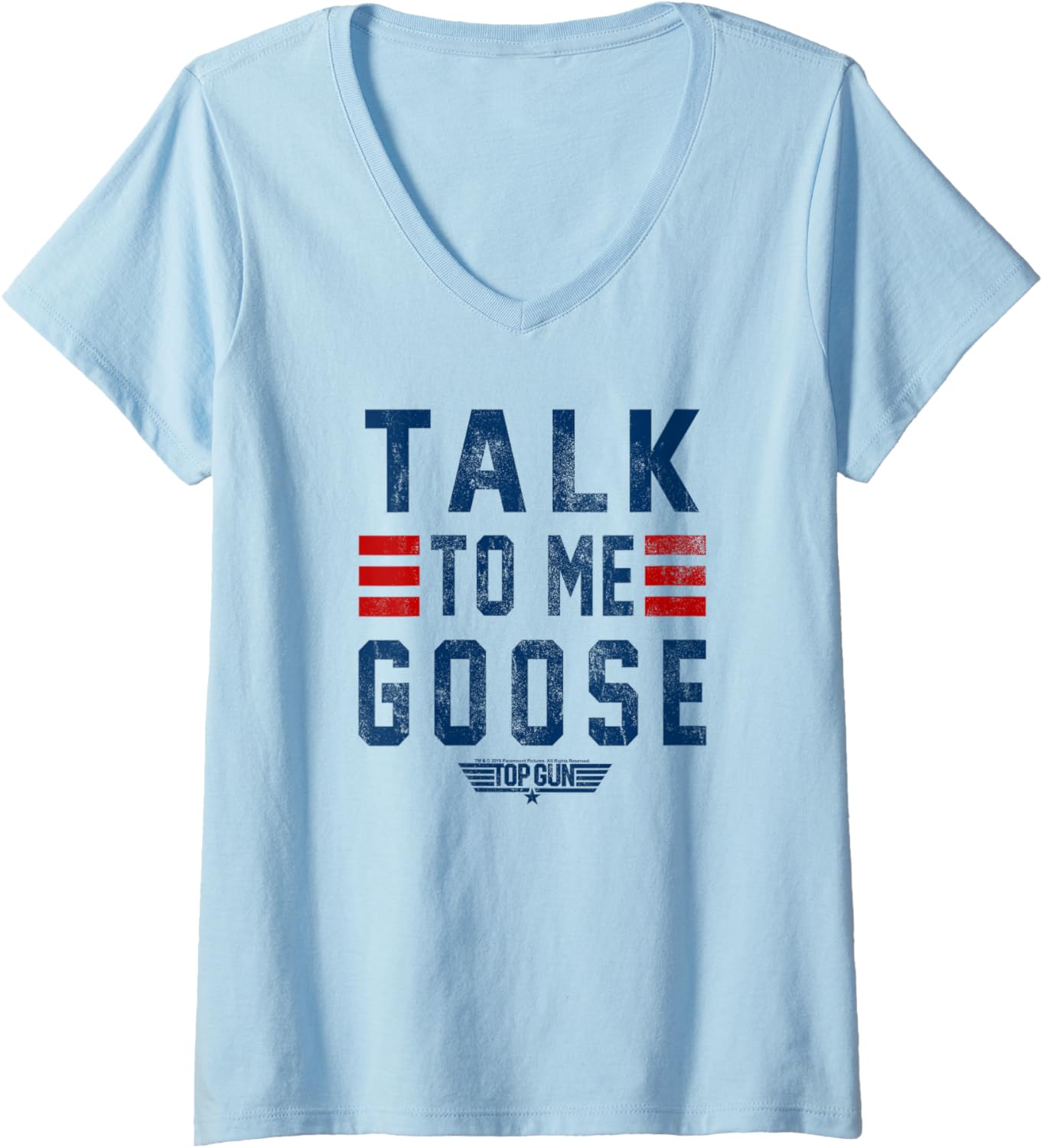 Womens Top Gun Talk To Me Goose Bold Text Stack V Neck