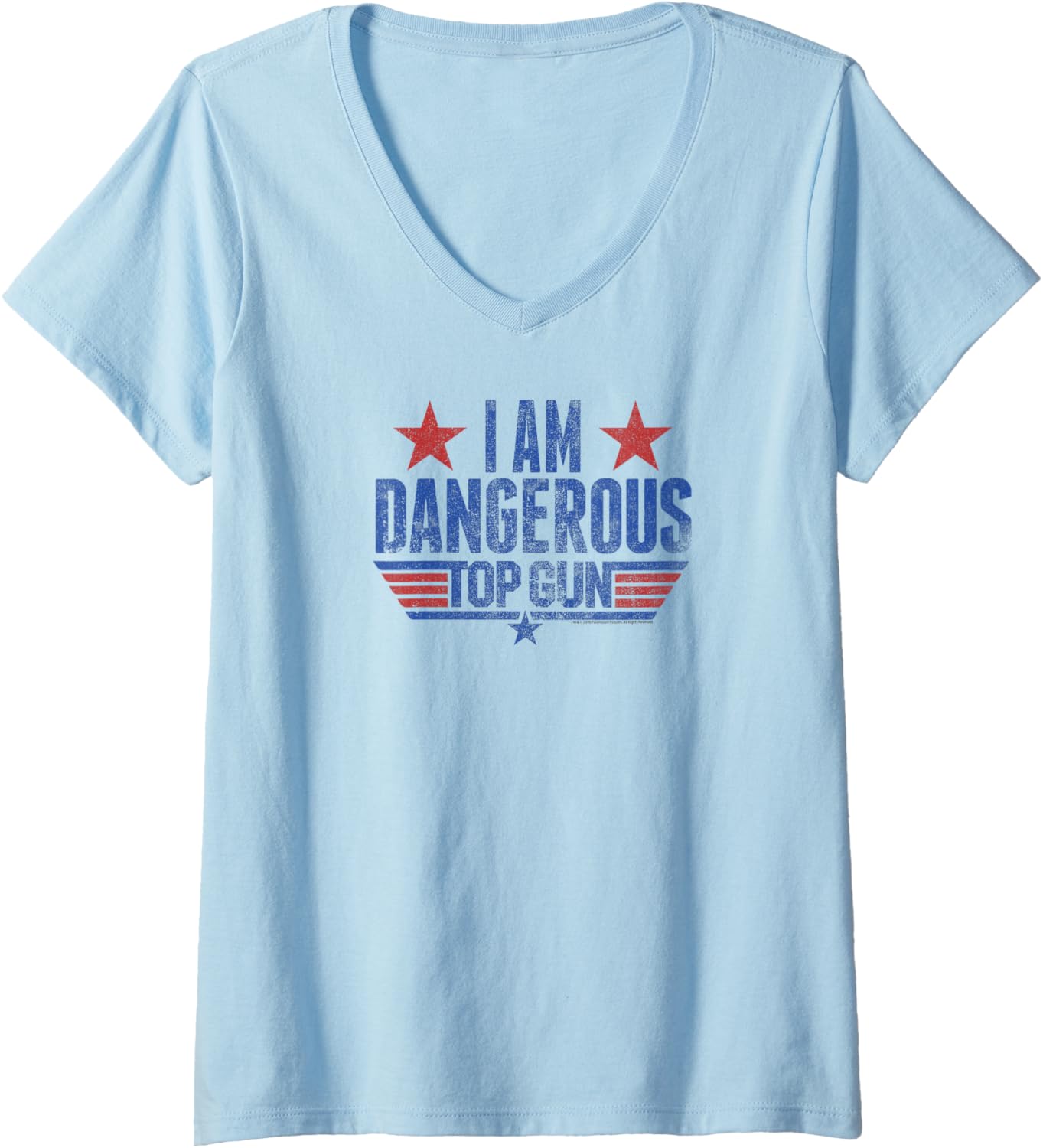 Womens Top Gun I Am Dangerous Logo Action Movie V Neck