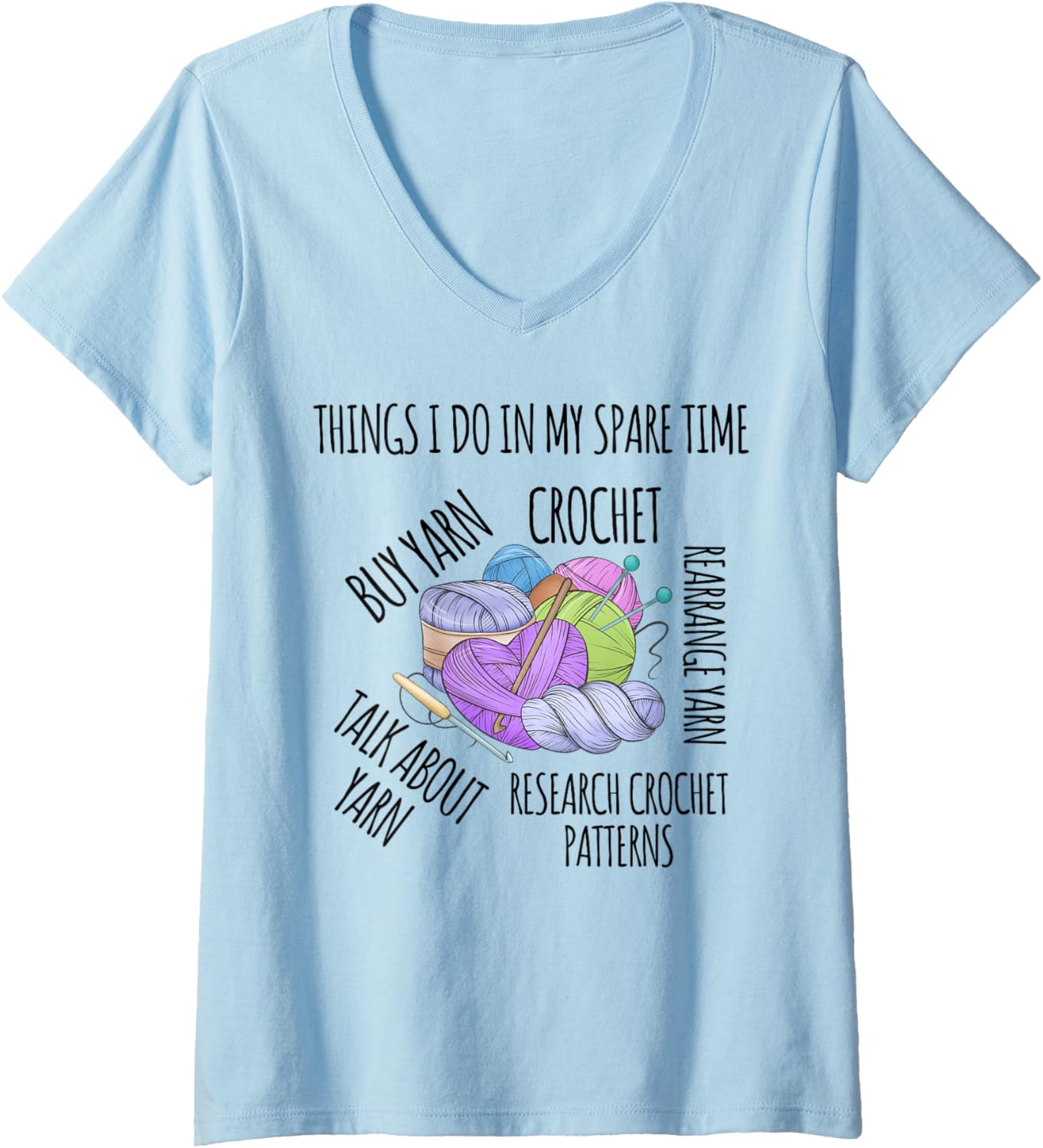 Womens Funny Saying In My Spare Time Talk About Yarn Women Crochet V-Neck