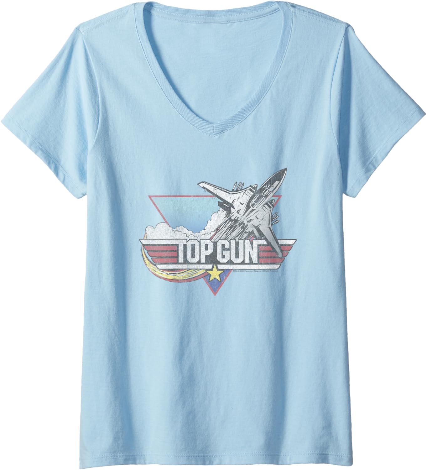 Womens Top Gun Retro Jet Logo V Neck
