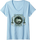 Womens Funny Motor Boat Captain Vintage V Neck