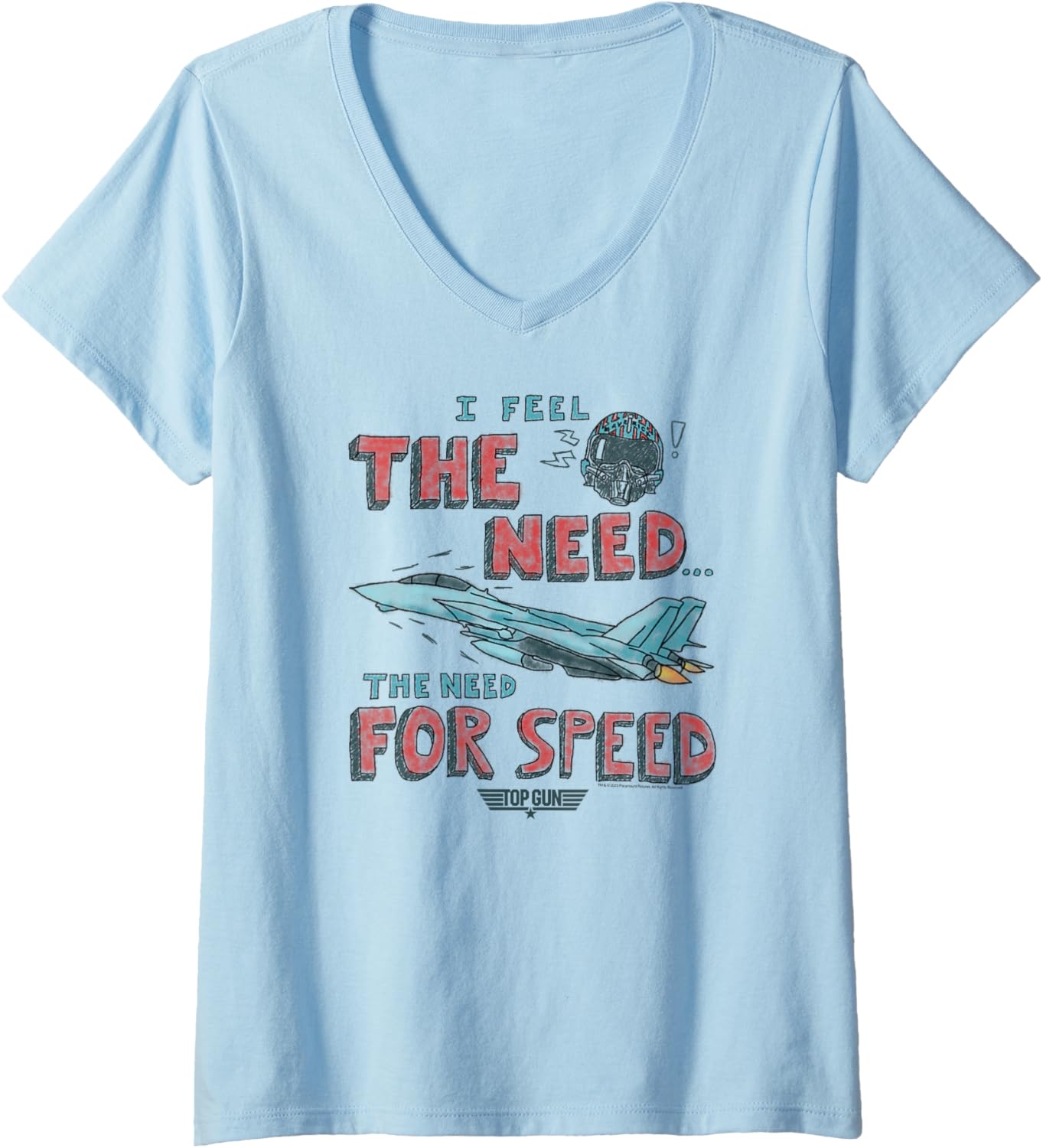 Womens Top Gun Need Speed Sketch Classic Action Movie V Neck