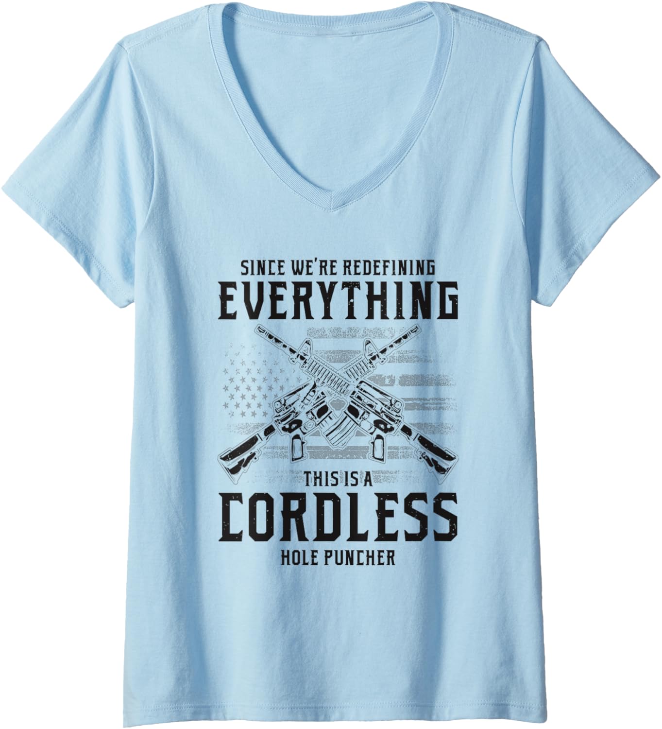 Womens Veteran Ar 15 Gun Cordless Hole Puncher V Neck