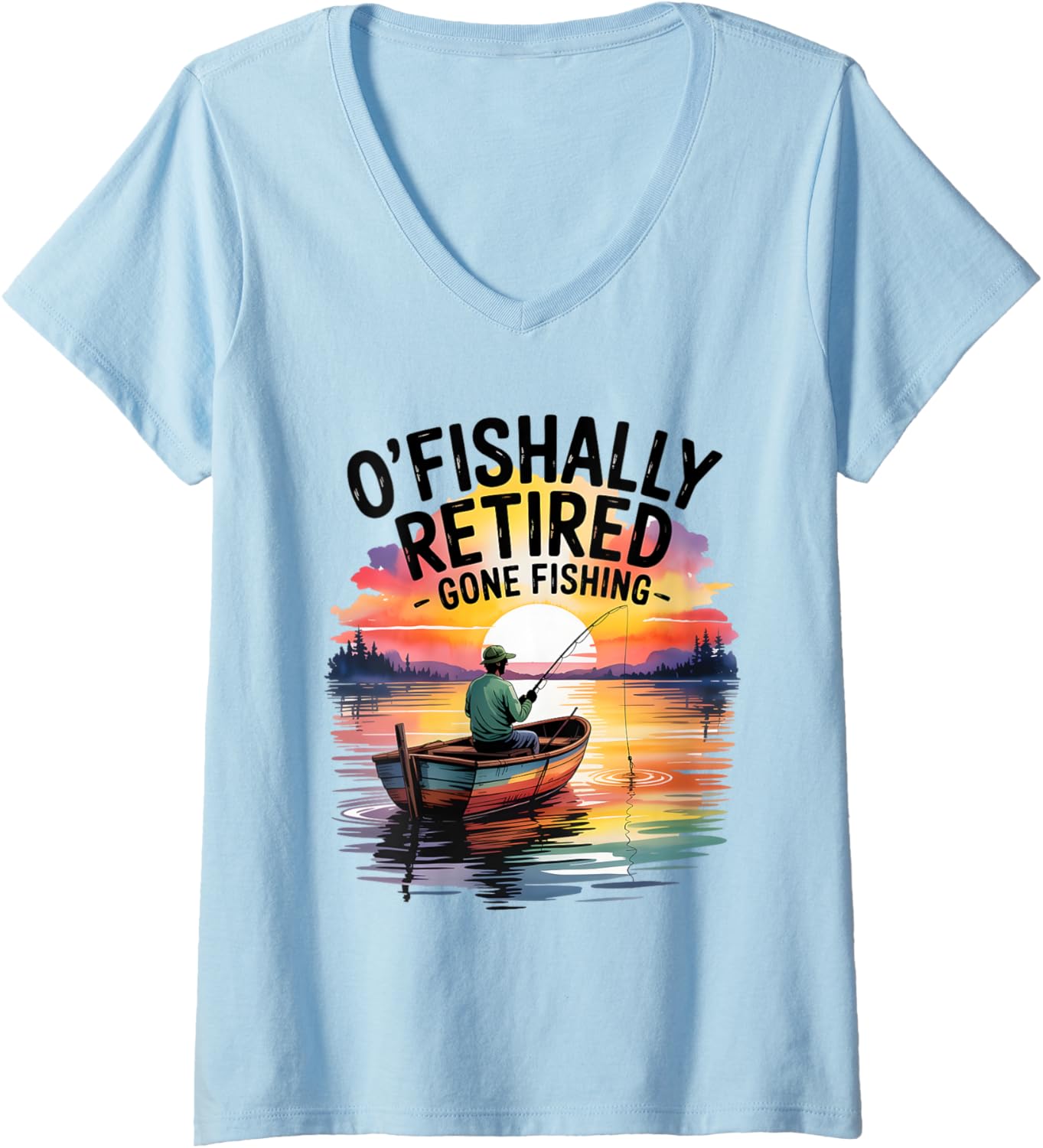 Womens Funny O Fish Ally Retired Fishing Sunset
