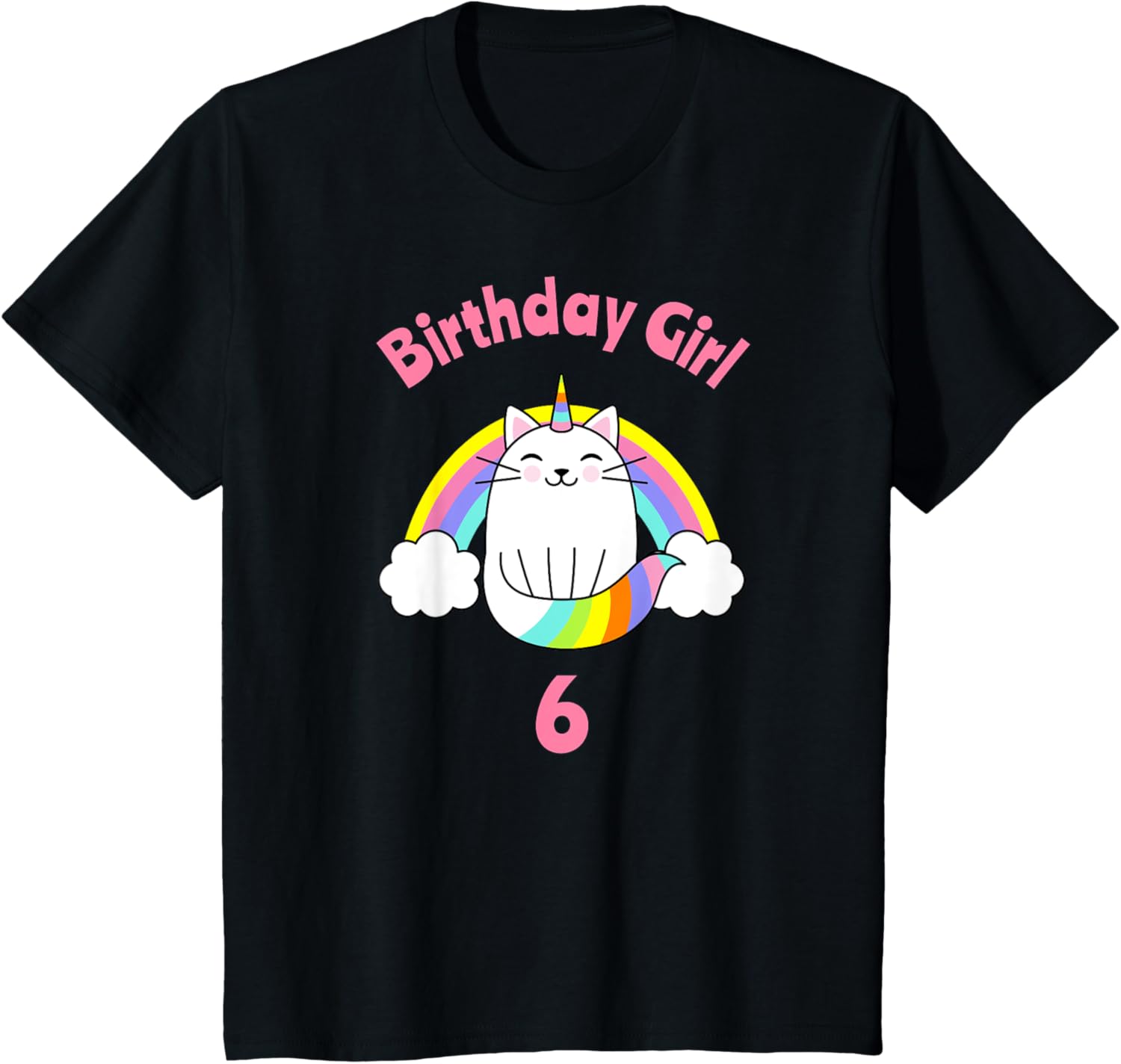 Kids 6th Birthday Shirt Girl Caticorn Sixth Cat Six Outfit