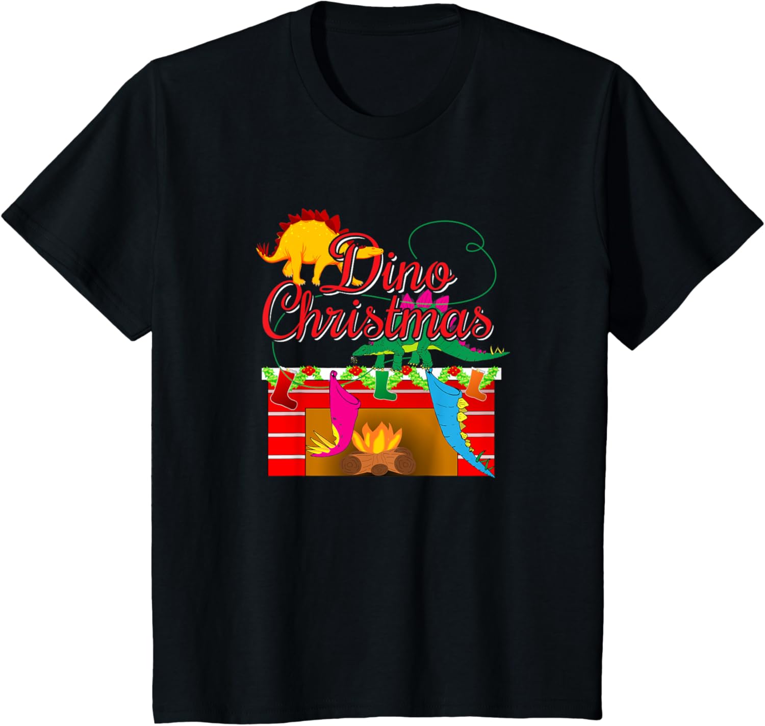 Kids Dino Christmas - Festive Dinosaur Fireplace
