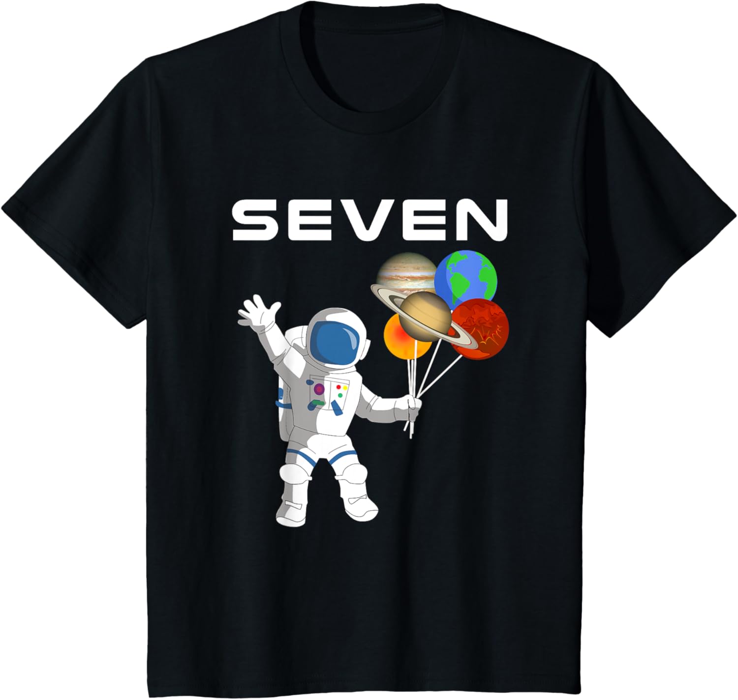 Kids 7 Year Old Outer Space Birthday Party 7th Birthday Shirt B