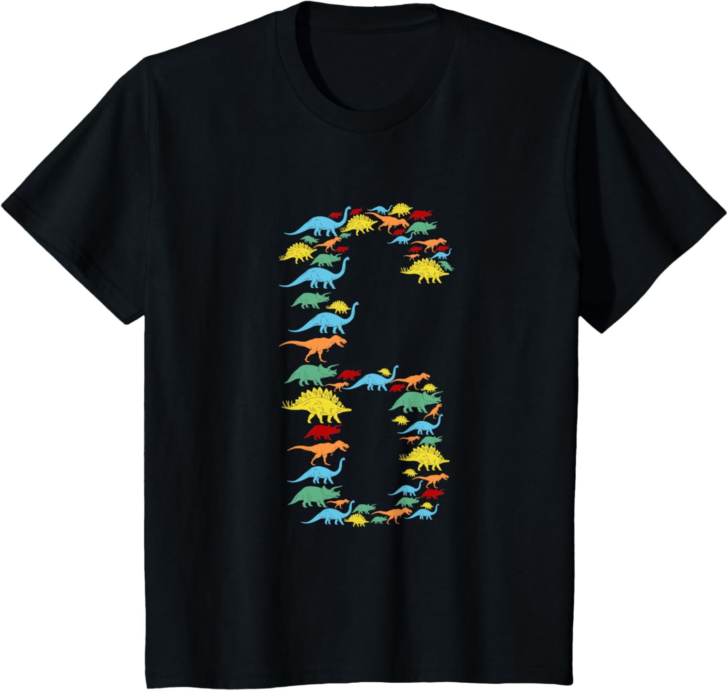 Dinosaur 6th Birthday Gift T-Shirt For 6 Year Old Boys Girls