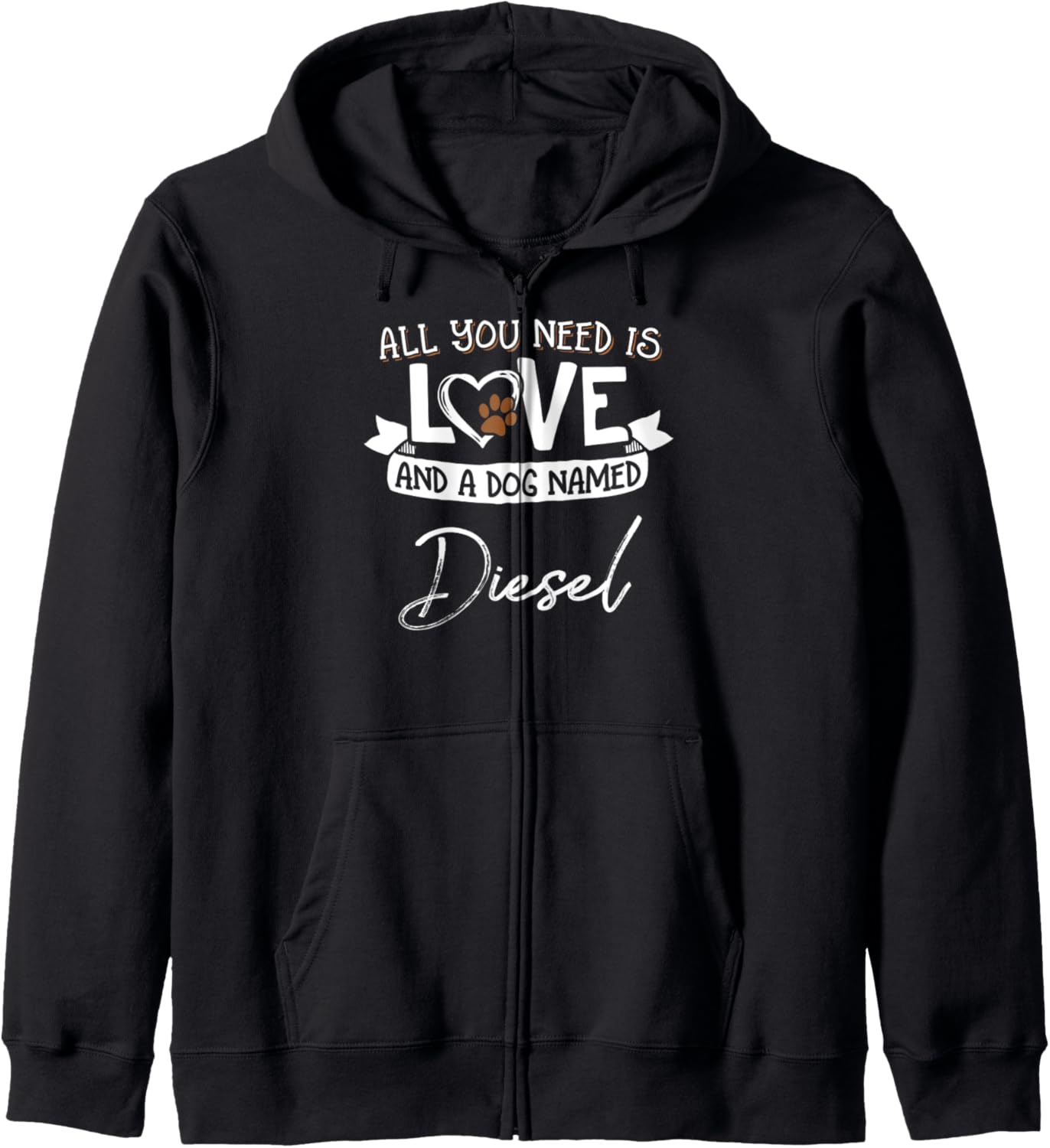 Cute Dog Named Diesel Women Men Zip Hoodie