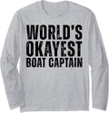 Worlds Okayest Boat Captain Funny Boating Long Sleeve