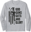 God Guns Guts Glory Patriotic Usa Flag Pro Gun Camo Long Sleeve