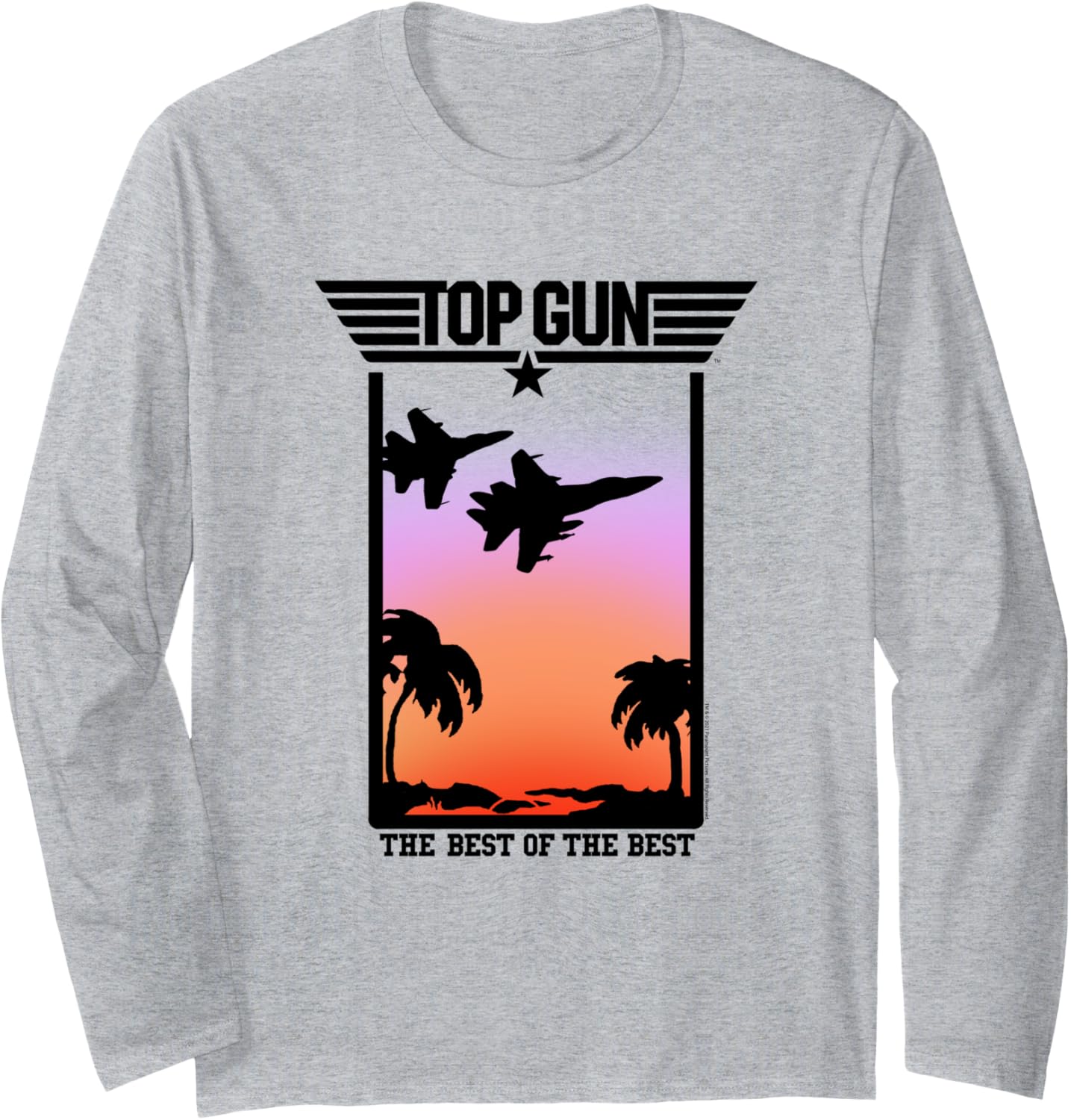 Top Gun Sunset Scene With Jets Palm Trees Action Movie Long Sleeve