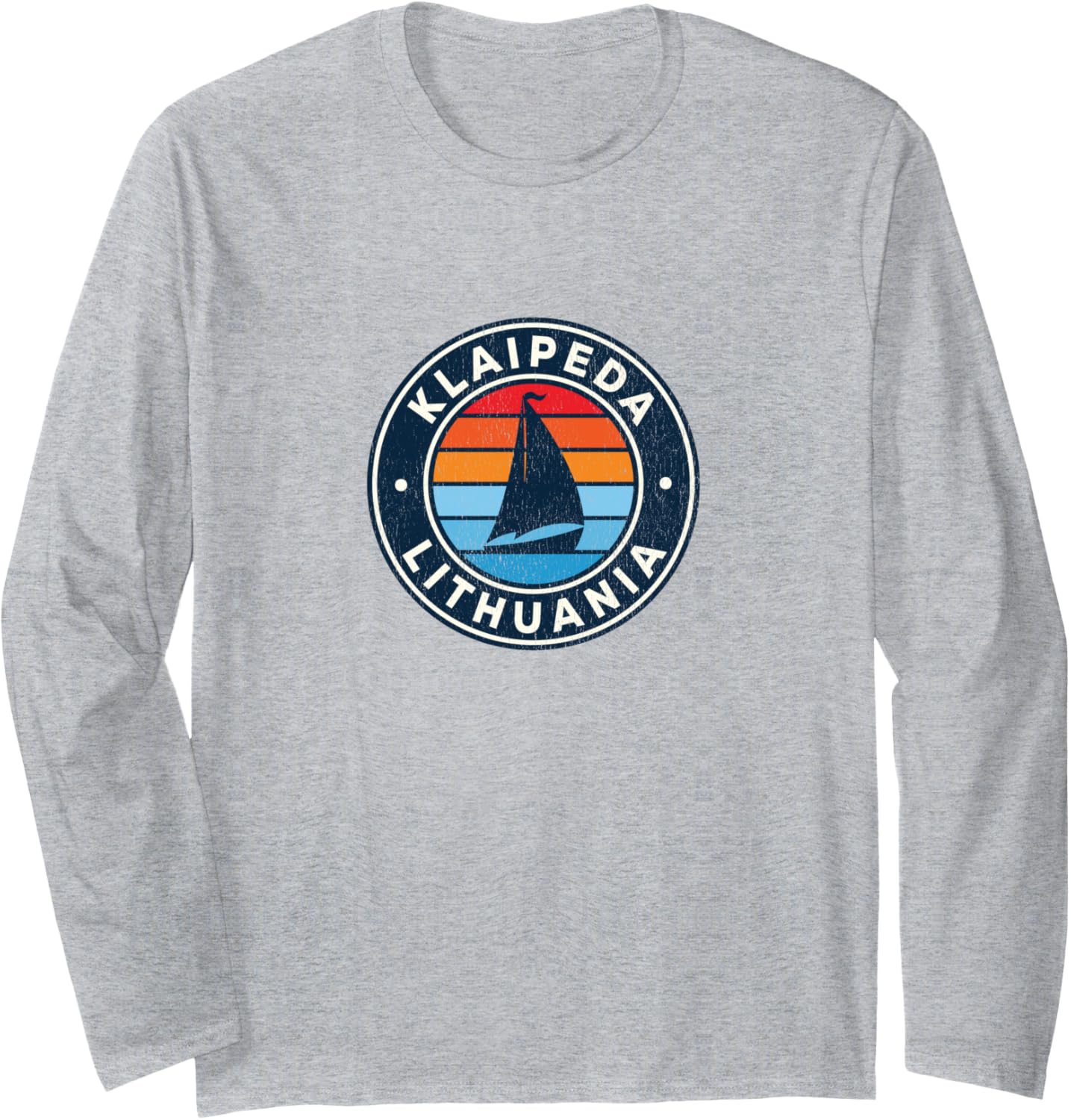 Klaipeda Lithuania Vintage Sailboat Retro 70S Long Sleeve