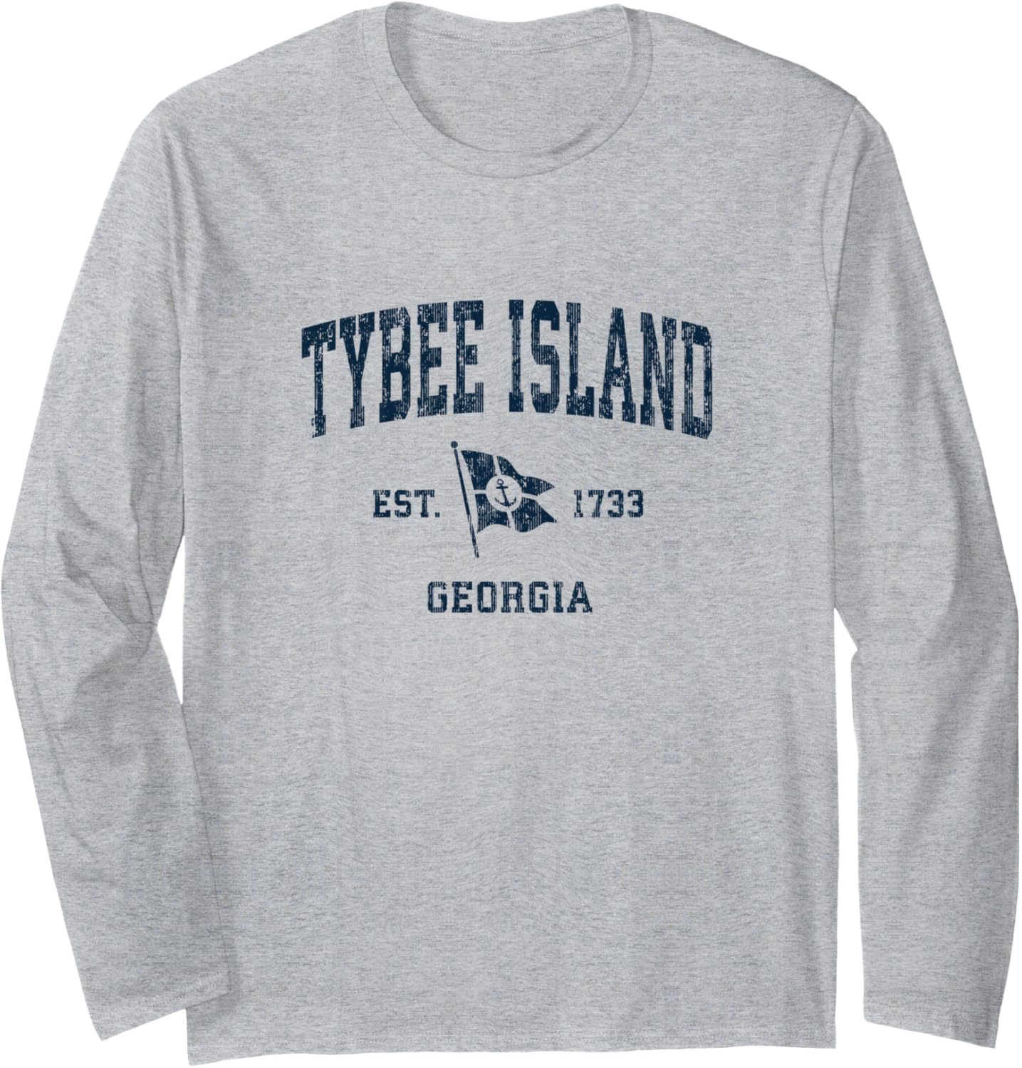 Tybee Island Ga Vintage Sports Navy Boat Anchor