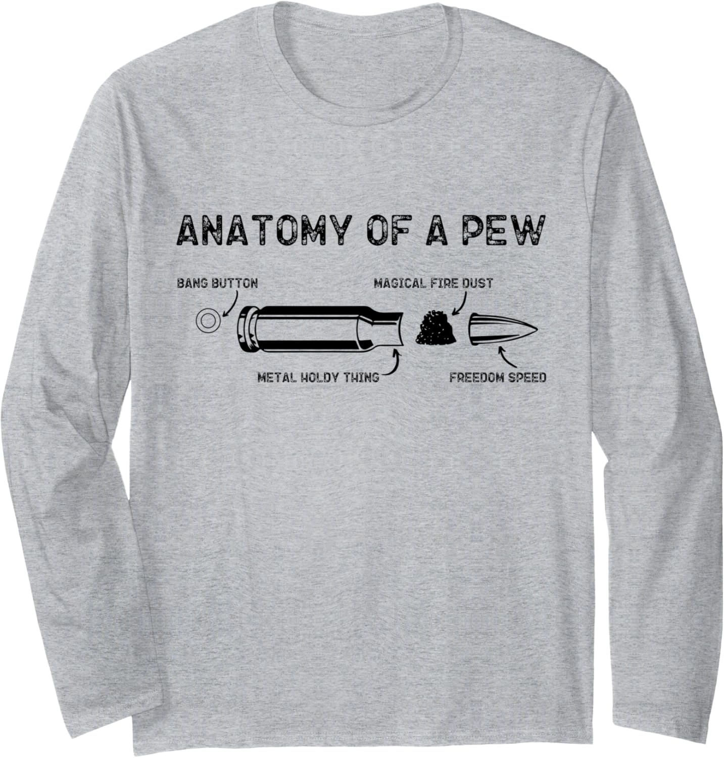 Funny Bullet Anatomy Of A Pew Firearm Gun Weapon Long Sleeve
