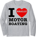 Funny I Love Motorboating Heart Speedboat Motor Boating