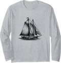 Sailboat Sketch Sailing Boating Lovers Simple Long Sleeve