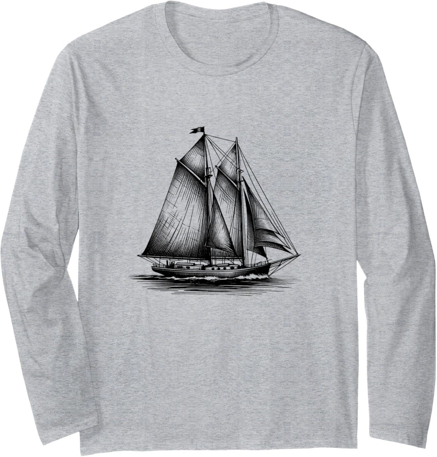 Sailboat Sketch Sailing Boating Lovers Simple Long Sleeve