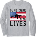 Guns Save Lives Ar15 American Flag Freedom 1776 Graphic Long Sleeve