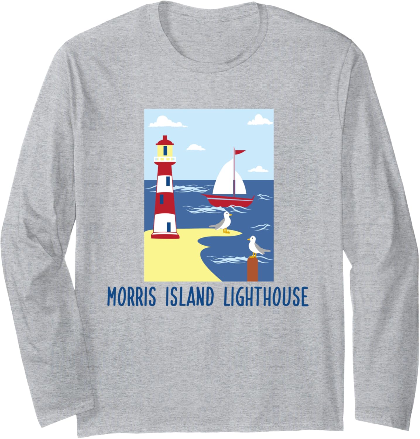 Morris Island Lighthouse Whimsy Sea Gulls Sail Boat