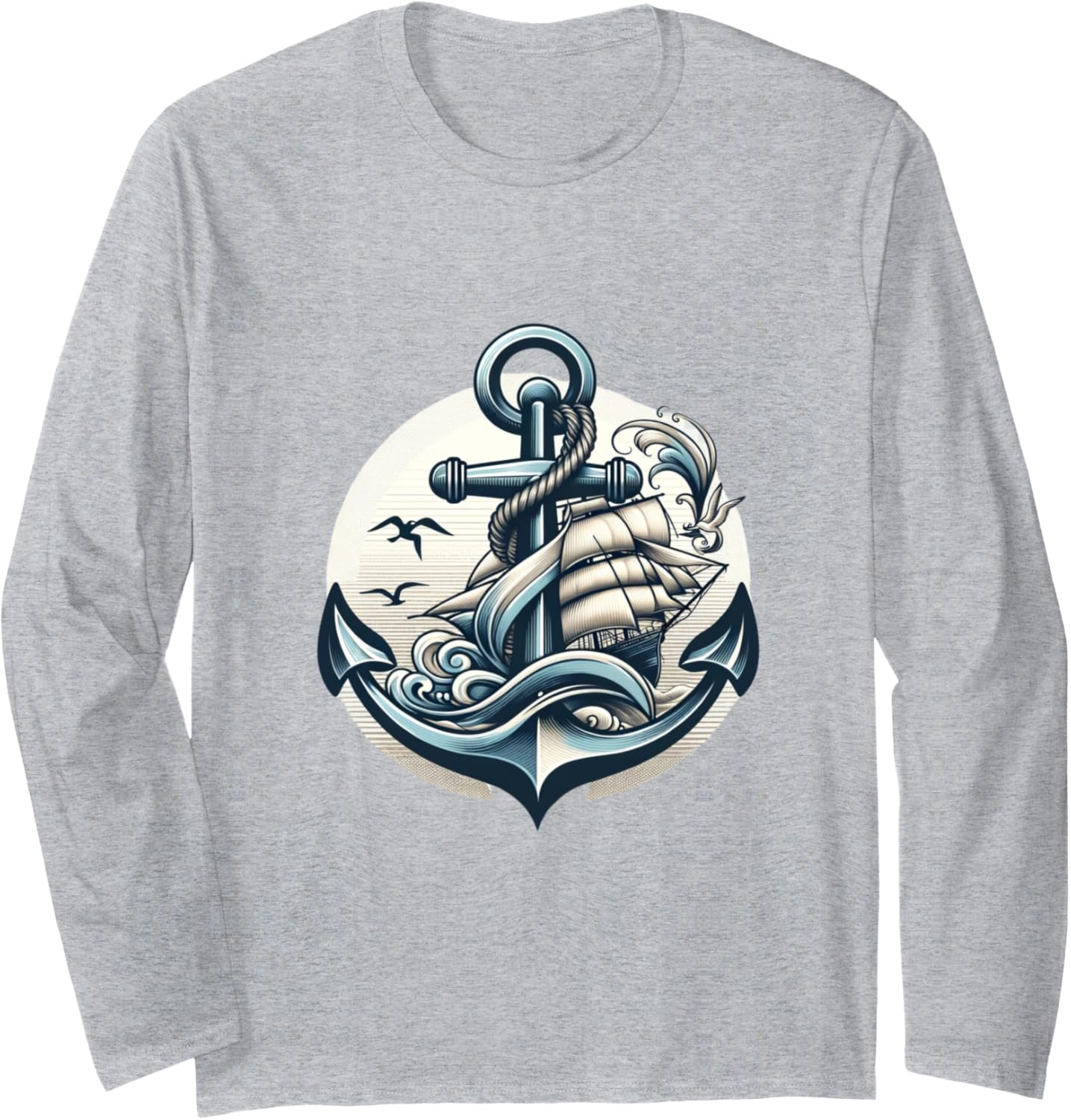 Anchor Captain Boat Driving Sailboat Sailor Long Sleeve